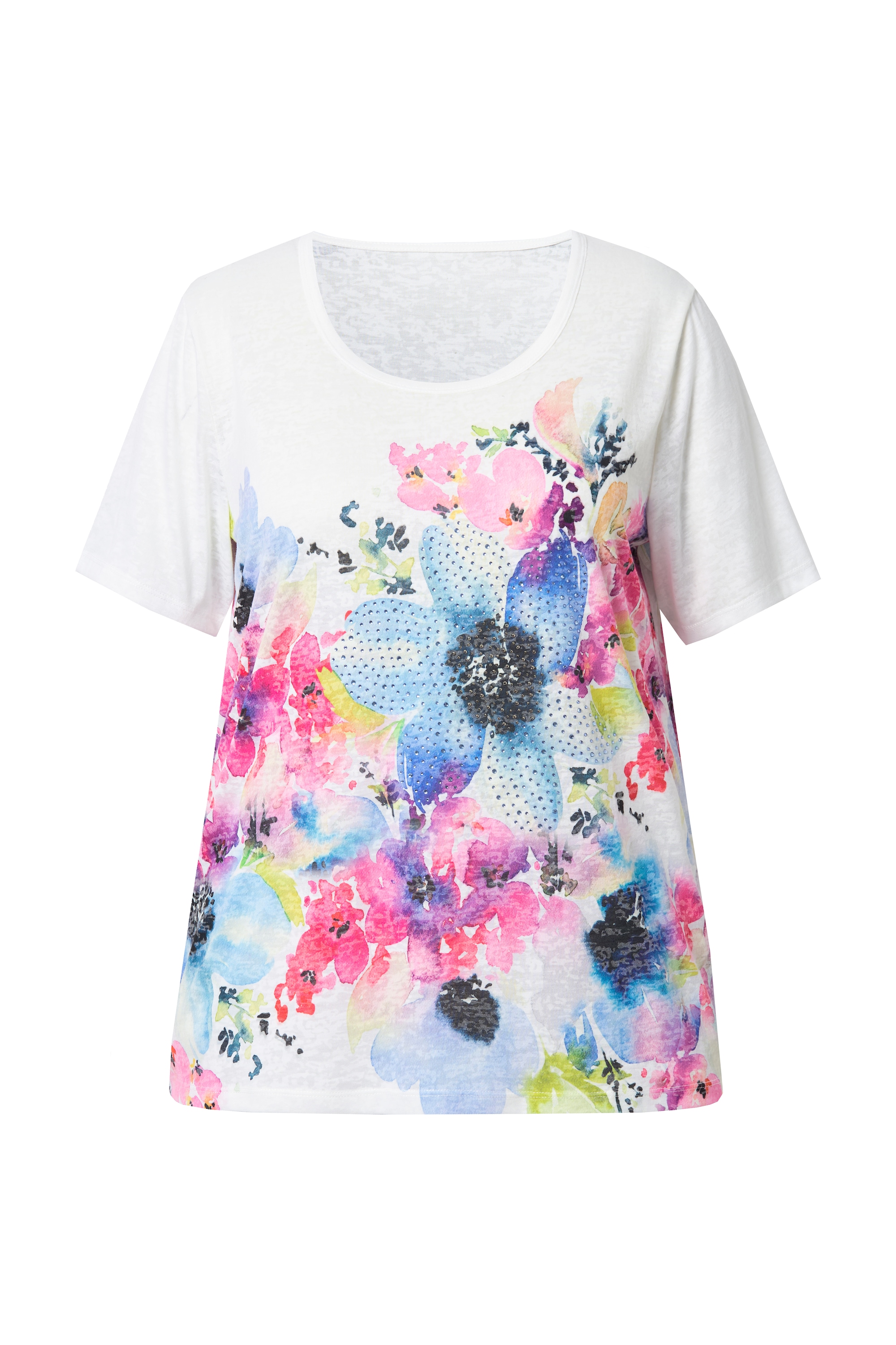 MIAMODA Damen große Größen T Shirt Komfort Fit Blumen Muster