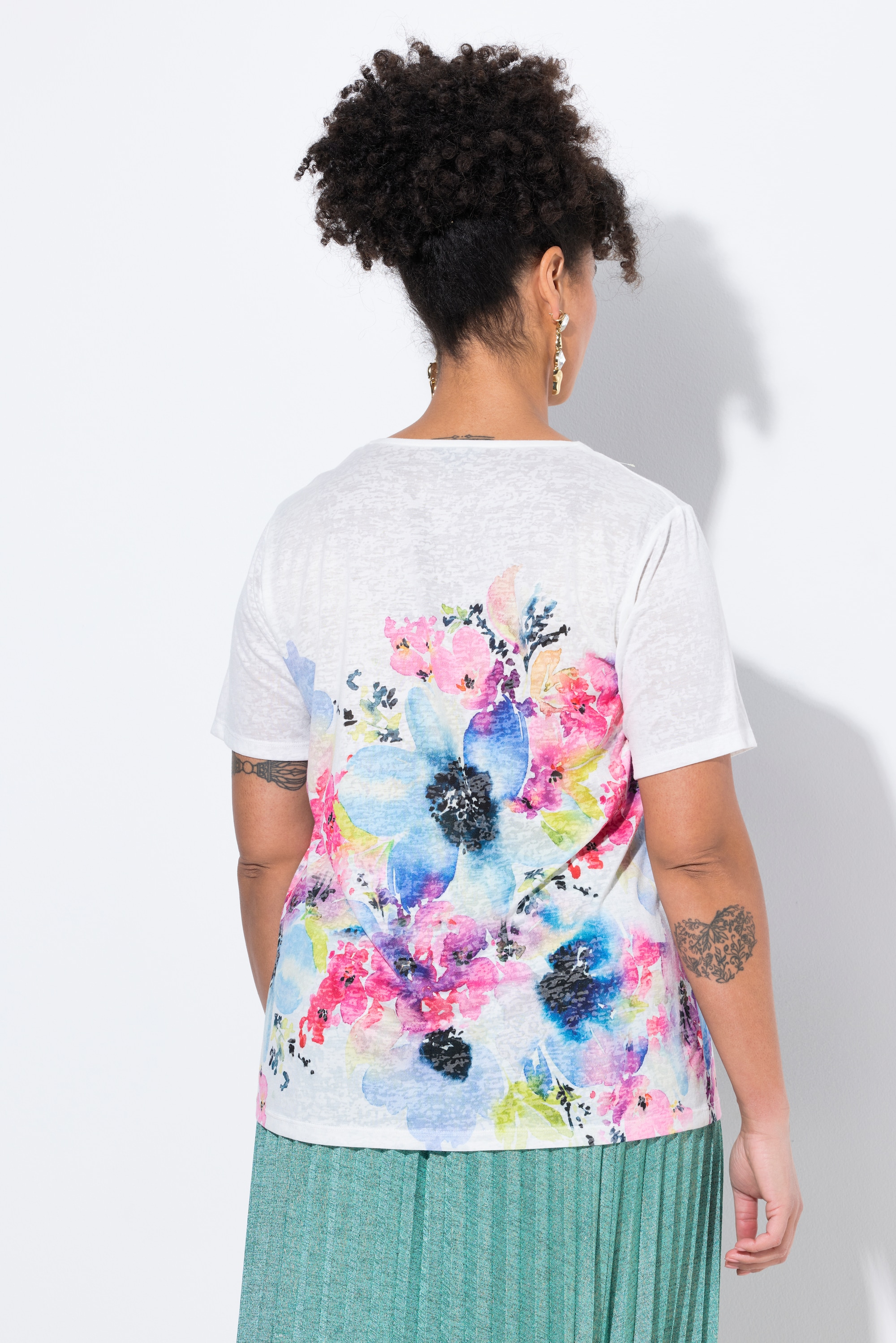 MIAMODA Damen große Größen T Shirt Komfort Fit Blumen Muster