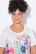 T-shirt, comfort fit, bloemenmotief, glittersteentjes