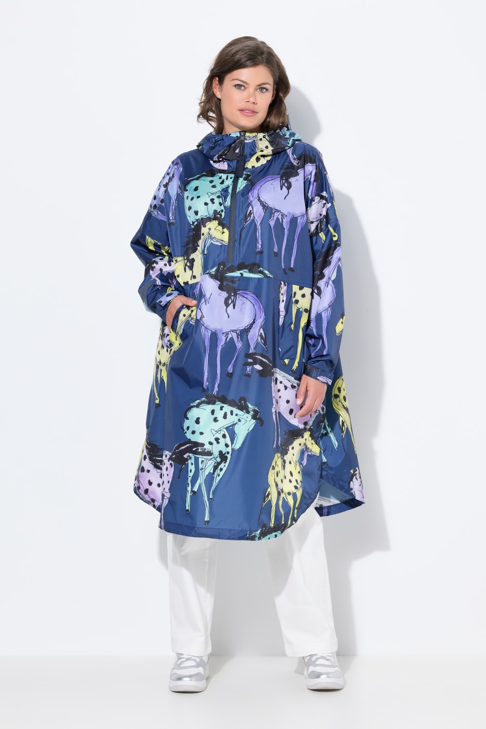 Große Größen Funktions-Regencape, Damen, blau, Größe: One Size, Polyester, LAURASON