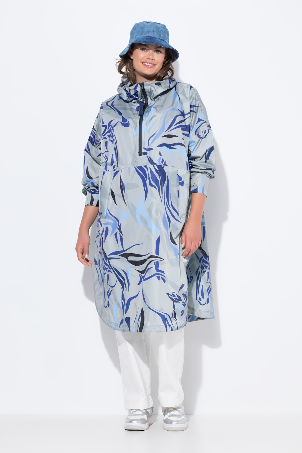 Functionele regencape, unisex, print, capuchon