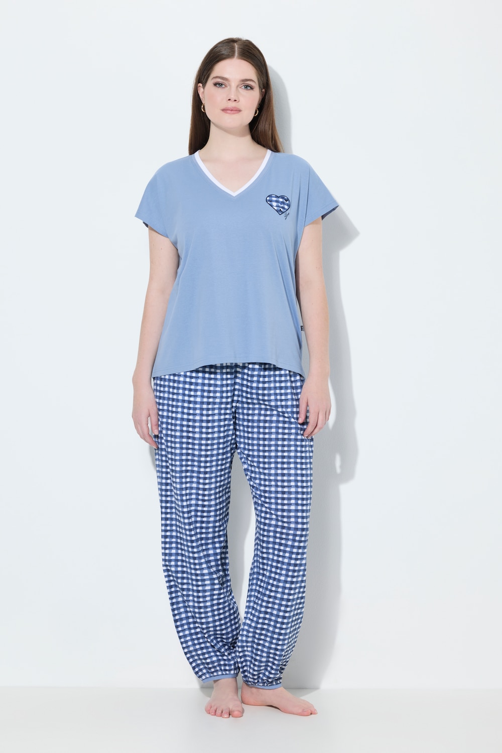 Große Größen Schlafanzug, Damen, blau, Größe: 50/52, Baumwolle, Ulla Popken