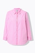 Geruite traditionele blouse, overhemdkraag, lange mouw, oprolbandjes