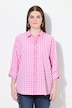 Geruite traditionele blouse, overhemdkraag, lange mouw, oprolbandjes
