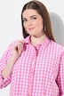 Geruite traditionele blouse, overhemdkraag, lange mouw, oprolbandjes