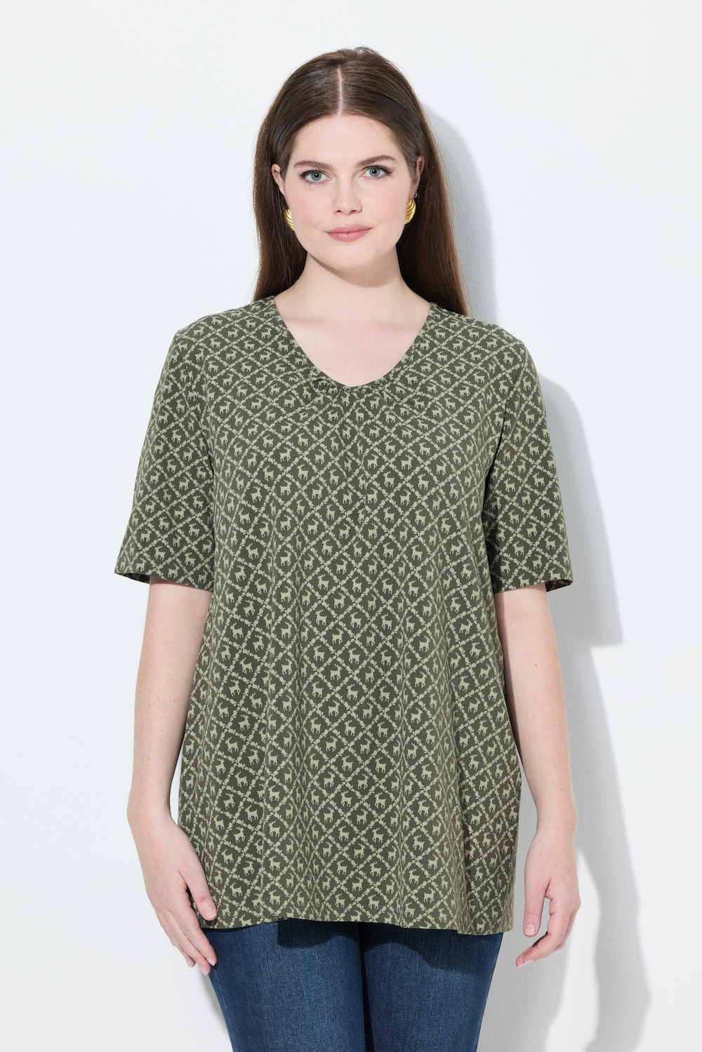 Thumbnail - Große Größen T-Shirt, Damen, grün, Größe: 50/52, Baumwolle, Ulla Popken