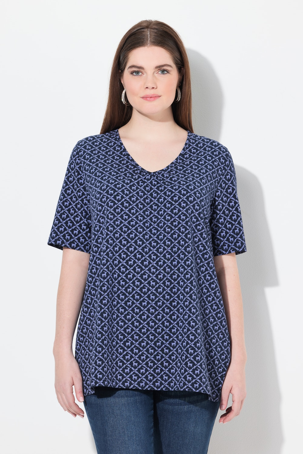 Große Größen T-Shirt, Damen, blau, Größe: 58/60, Baumwolle, Ulla Popken