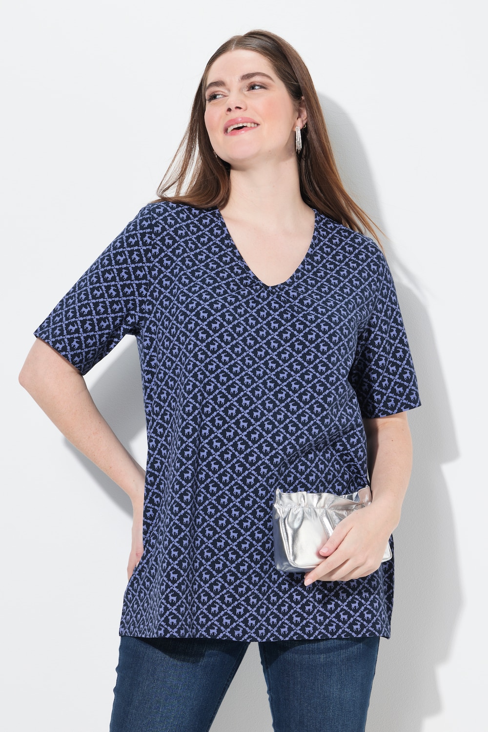 Thumbnail - Große Größen T-Shirt, Damen, blau, Größe: 62/64, Baumwolle, Ulla Popken