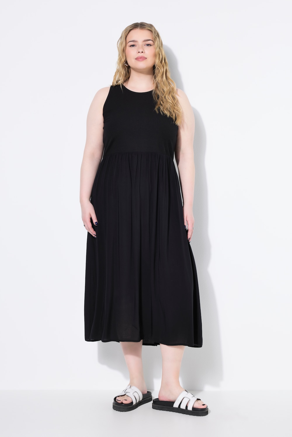 Große Größen Maxikleid, Damen, schwarz, Größe: 42/44, Viskose/Baumwolle, Studio Untold