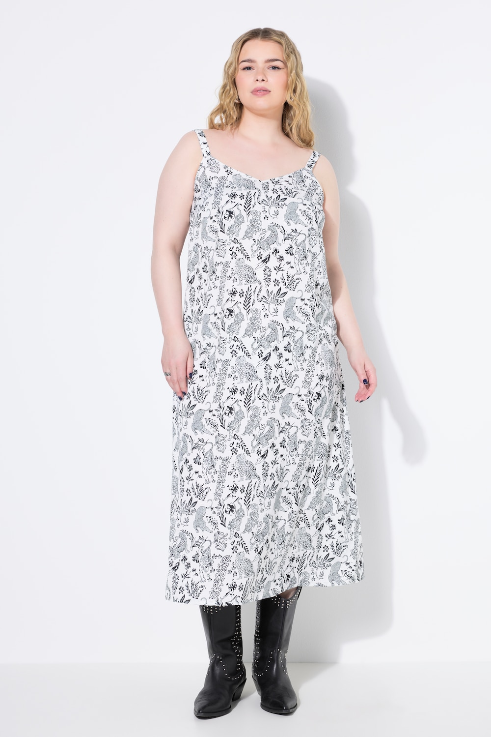 Maxikleid, A-Line, Satin, Alloverdruck