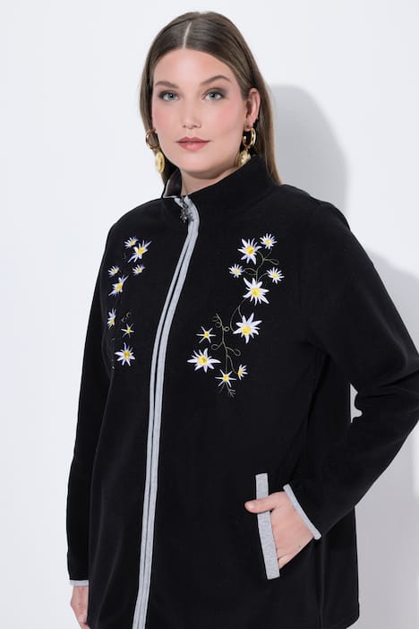 traditioneel fleecejasje, geborduurde edelweiss, 2-wegrits