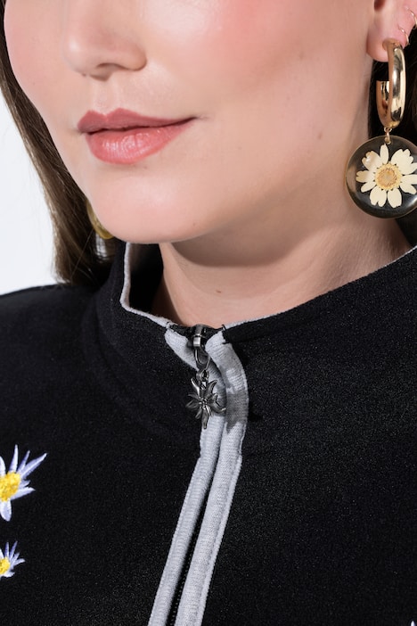 traditioneel fleecejasje, geborduurde edelweiss, 2-wegrits