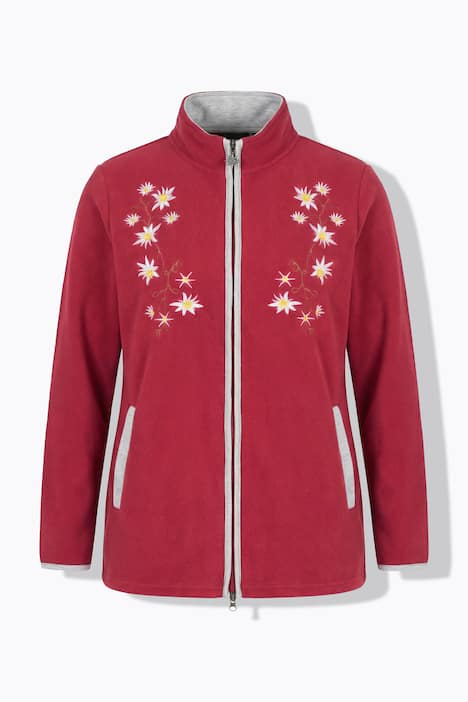 traditioneel fleecejasje, geborduurde edelweiss, 2-wegrits