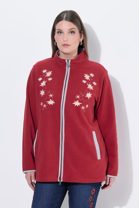 traditioneel fleecejasje, geborduurde edelweiss, 2-wegrits