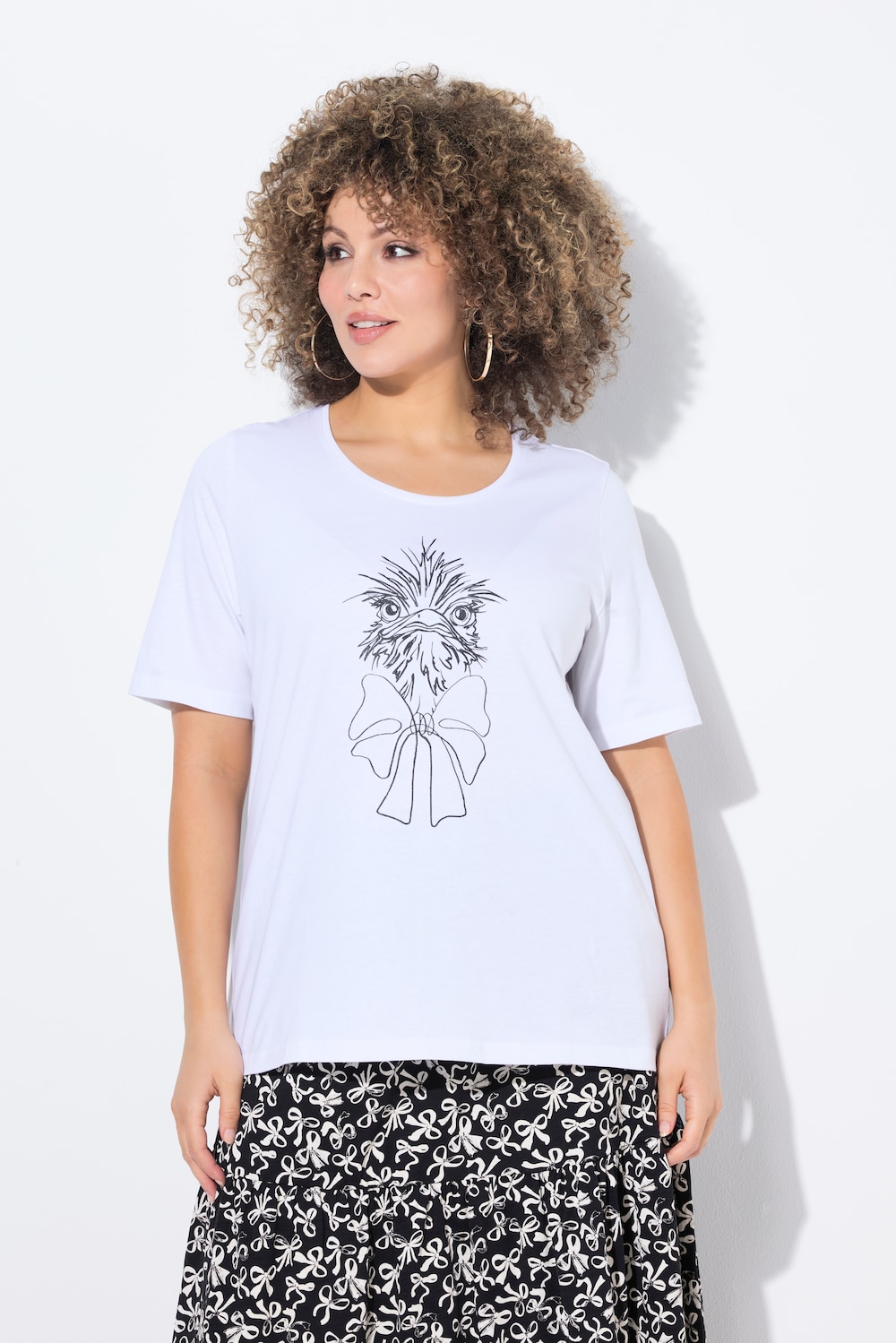 Große Größen T-Shirt, Damen, weiß, Größe: 42/44, Baumwolle, Ulla Popken