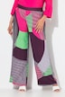 Broek, print, wijde rechte pijp, elastische tailleband