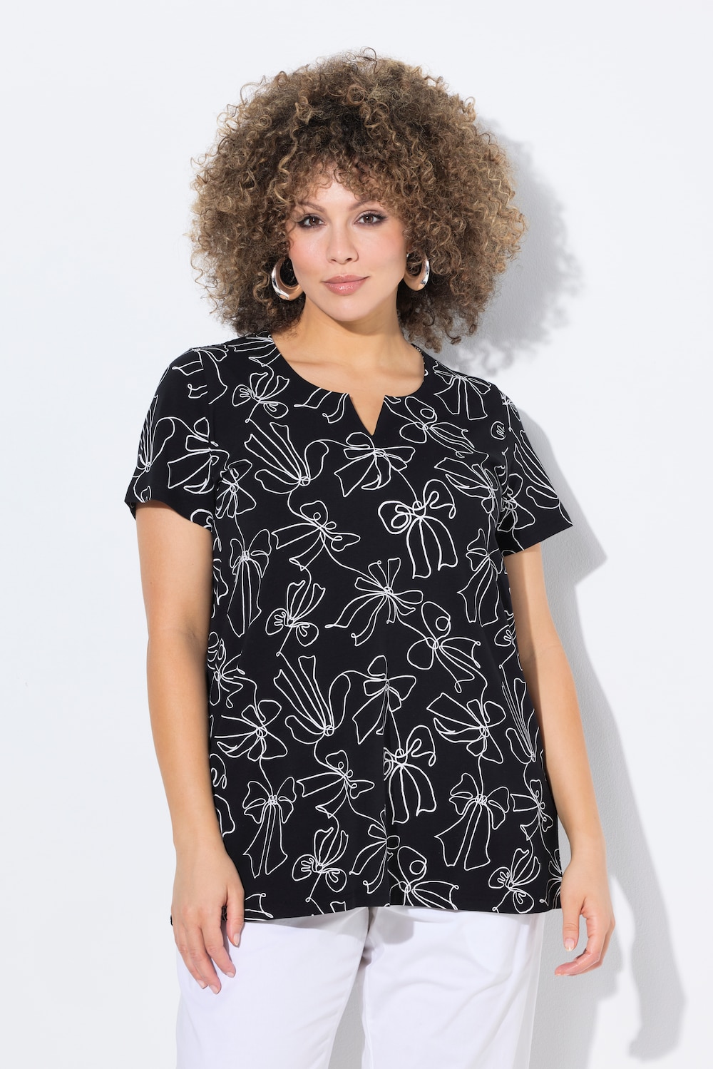 Große Größen T-Shirt, Damen, schwarz, Größe: 42/44, Baumwolle, Ulla Popken