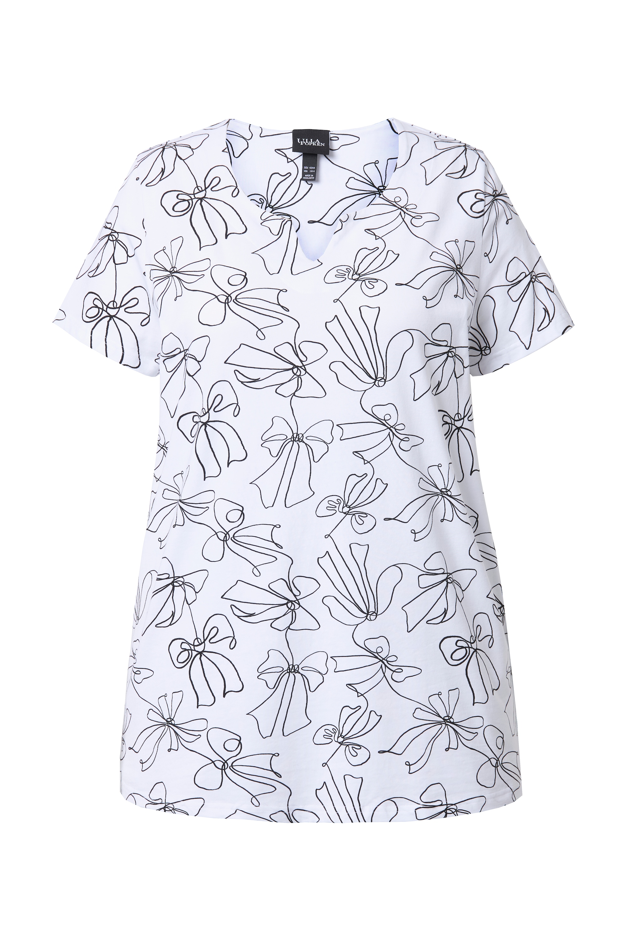 Ulla Popken Damen große Größen T Shirt Schleifen A Linie Tunika Ausschnitt