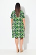 Jerseykleid, Blüten, A-Linie, V-Ausschnitt, Halbarm