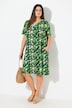 Jerseykleid, Blüten, A-Linie, V-Ausschnitt, Halbarm