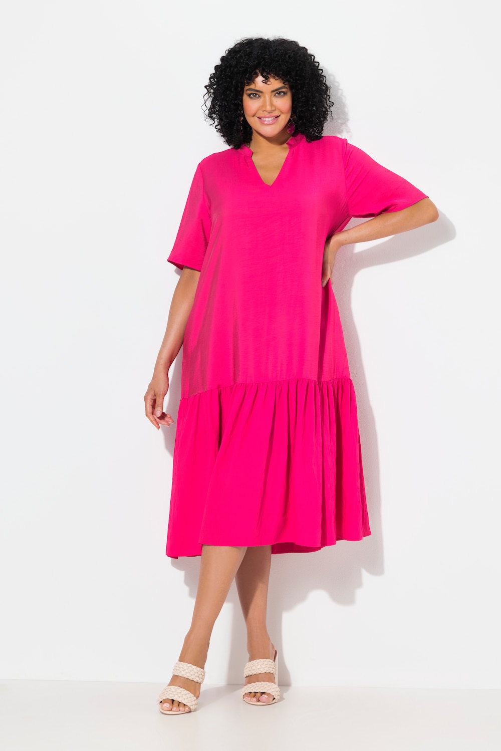 Große Größen Midikleid, Damen, rosa, Größe: 62/64, Viskose/Synthetische Fasern, Ulla Popken
