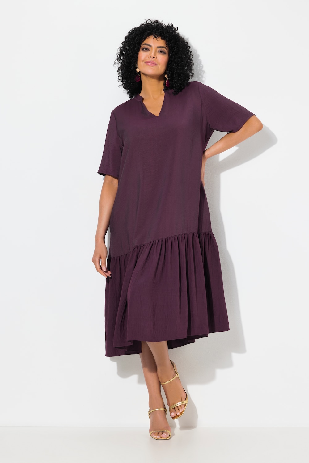 Thumbnail - Große Größen Midikleid, Damen, lila, Größe: 42/44, Viskose/Synthetische Fasern, Ulla Popken