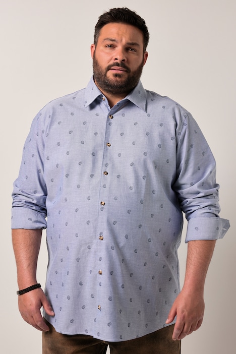 Chemise Men+ imprimé all-over, s'inspirant des costumes traditionnels bavarois, manches longues et col Kent, coupe Comfort Fit - jusqu'au 8 XL