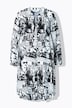 Blusenkleid, A-Linie, Zeitungs-Alloverprint, Langarm