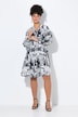 Blusenkleid, A-Linie, Zeitungs-Alloverprint, Langarm
