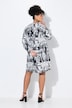 Blusenkleid, A-Linie, Zeitungs-Alloverprint, Langarm