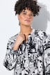 Blusenkleid, A-Linie, Zeitungs-Alloverprint, Langarm