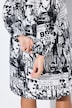 Blusenkleid, A-Linie, Zeitungs-Alloverprint, Langarm