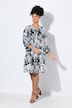 Blusenkleid, A-Linie, Zeitungs-Alloverprint, Langarm