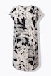Jersey jurk, palmen, oversized, ronde hals, korte mouw