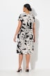 Jersey jurk, palmen, oversized, ronde hals, korte mouw