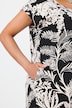 Jersey jurk, palmen, oversized, ronde hals, korte mouw