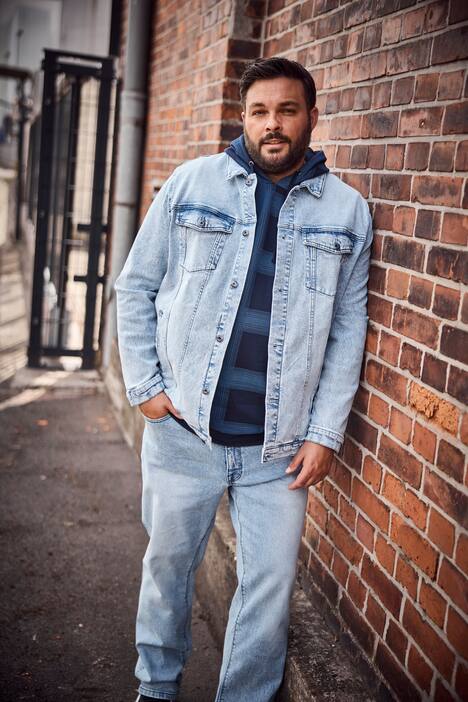 Men+ Jeansjacke, bleached Denim, Brusttaschen, bis 7 XL