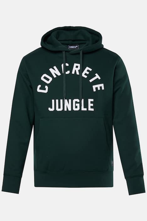 Men+ hoodie, borstprint, kangoeroezakken, tot 8XL
