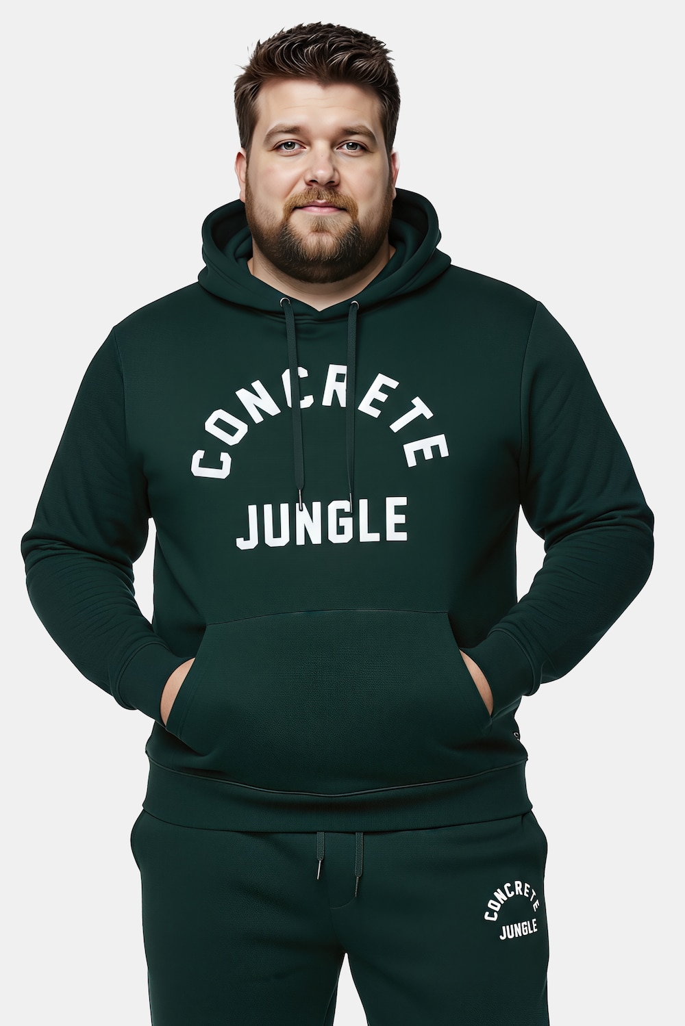 Men+ Hoodie, Brustprint, Kängurutaschen, bis 8 XL