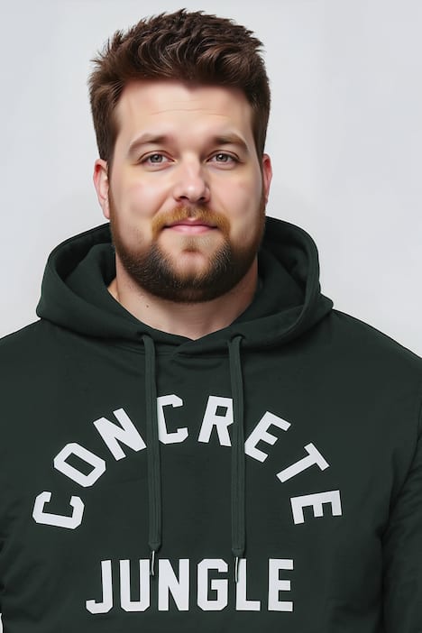 Men+ Hoodie, Brustprint, Kängurutaschen, bis 8 XL