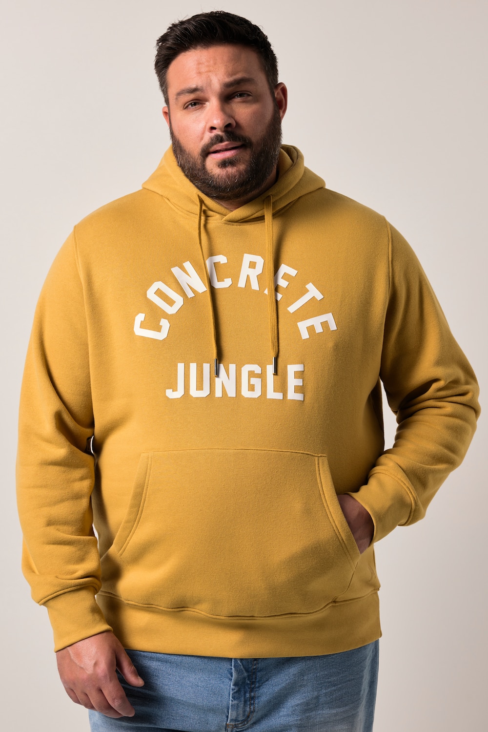 Men+ Hoodie, Brustprint, Kängurutaschen, bis 8 XL