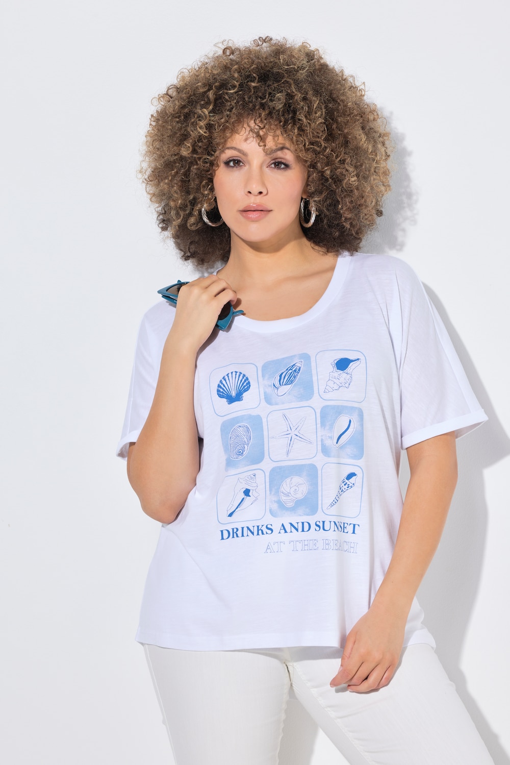 T-shirt, zeedieren, oversized, ronde hals, korte mouwen