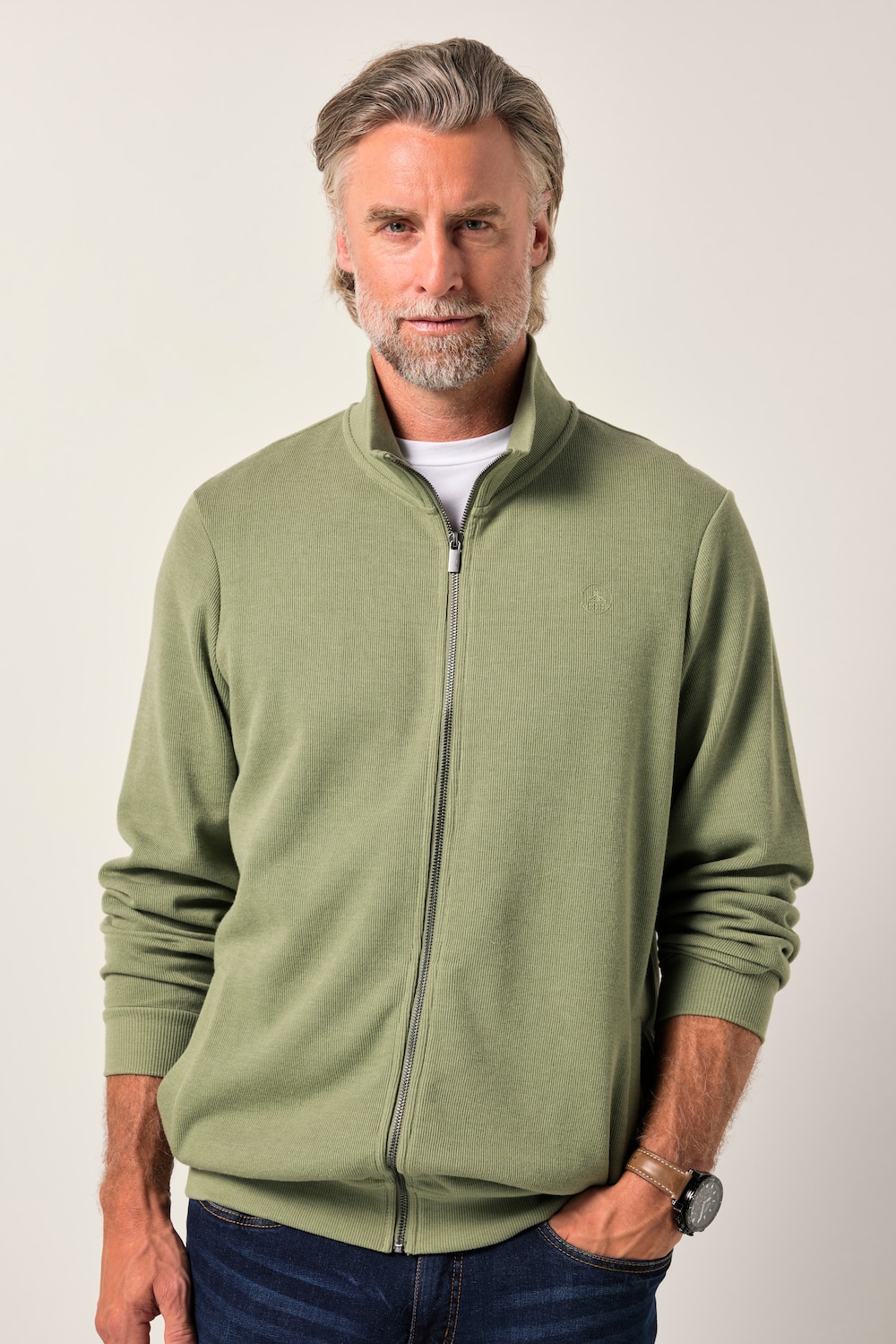 Boston Park Sweatjacke, Rippsweat, Stehkragen, bis 84/86