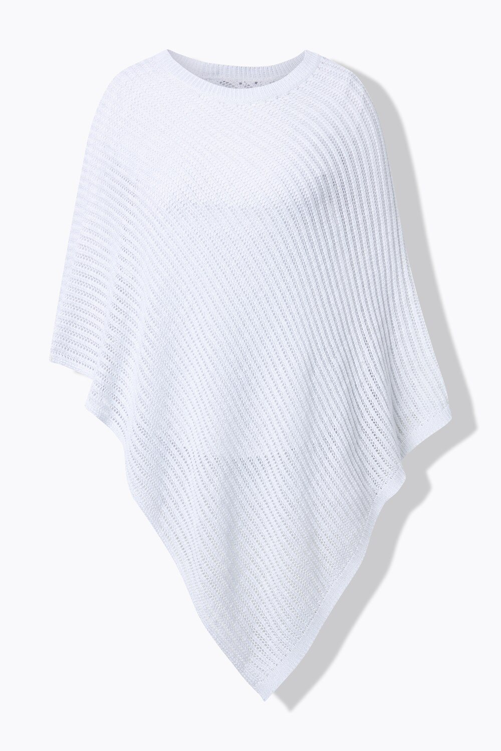 Stora storlekar Poncho, Dam, vit, storlek: 2=50-56, Syntetfibrer/Polyester, Mia Moda