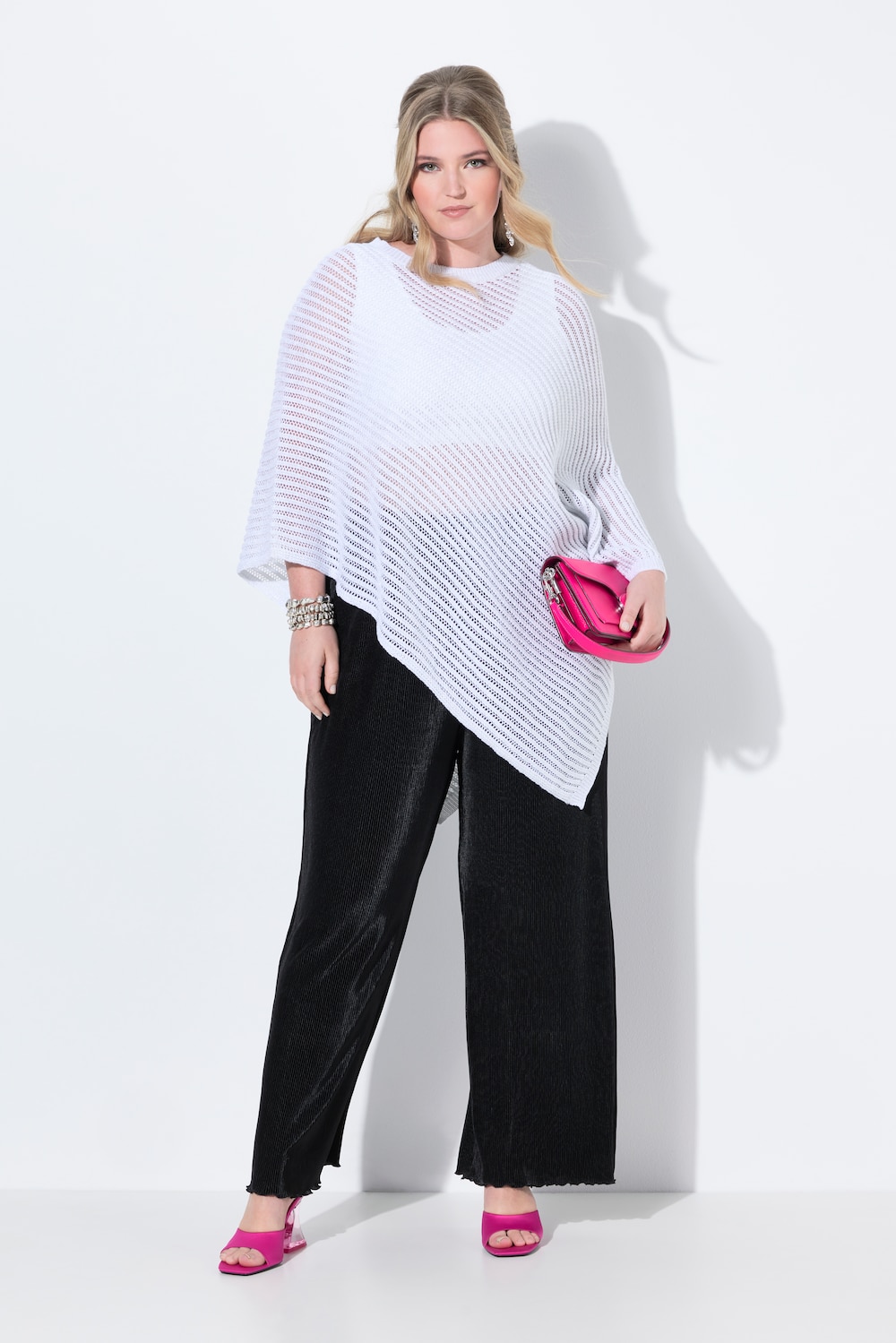 Poncho, oversized, glitterbreisel, asymmetrische zoom