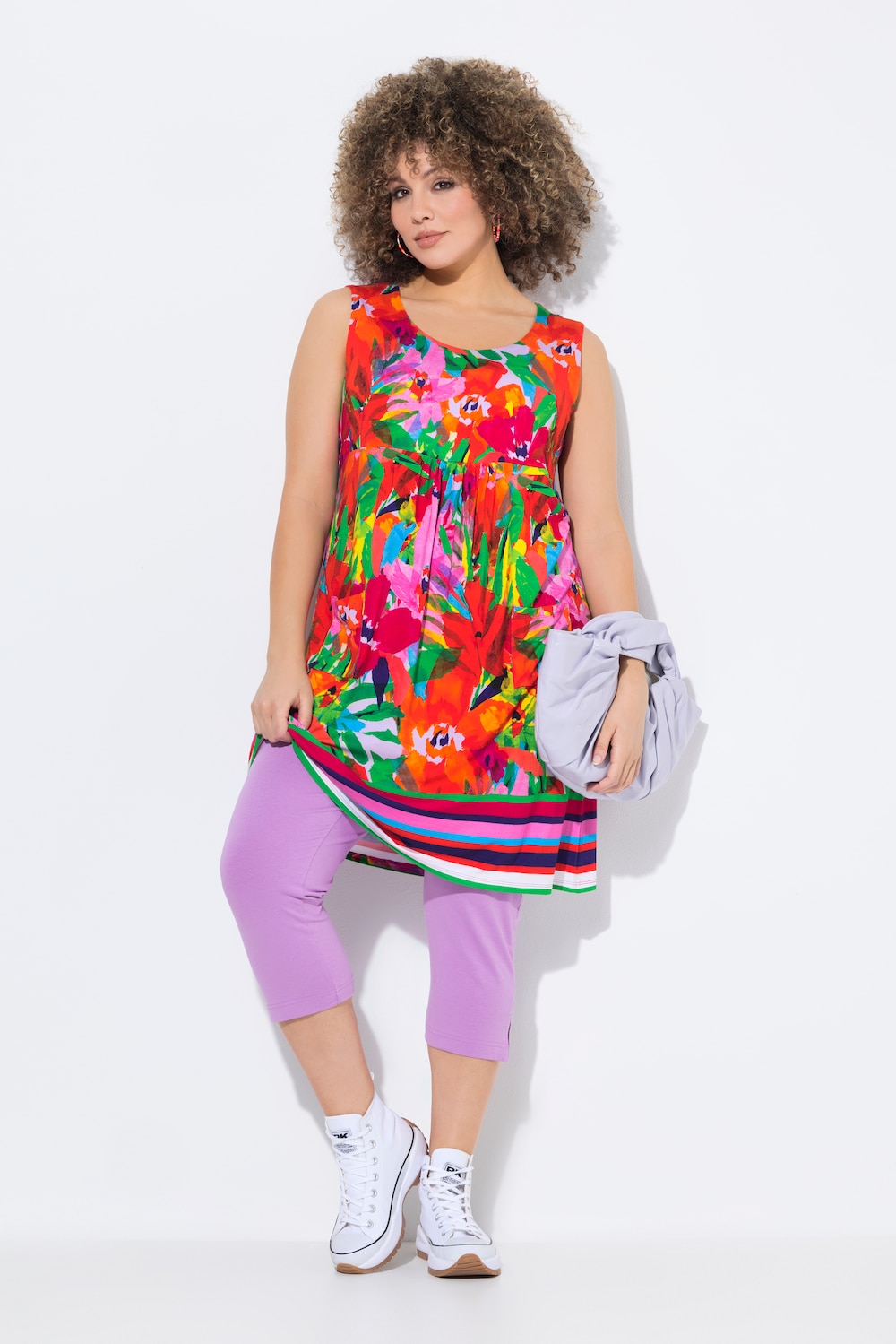 Jerseykleid, bedruckt, A-Linie, Rundhals, ärmellos