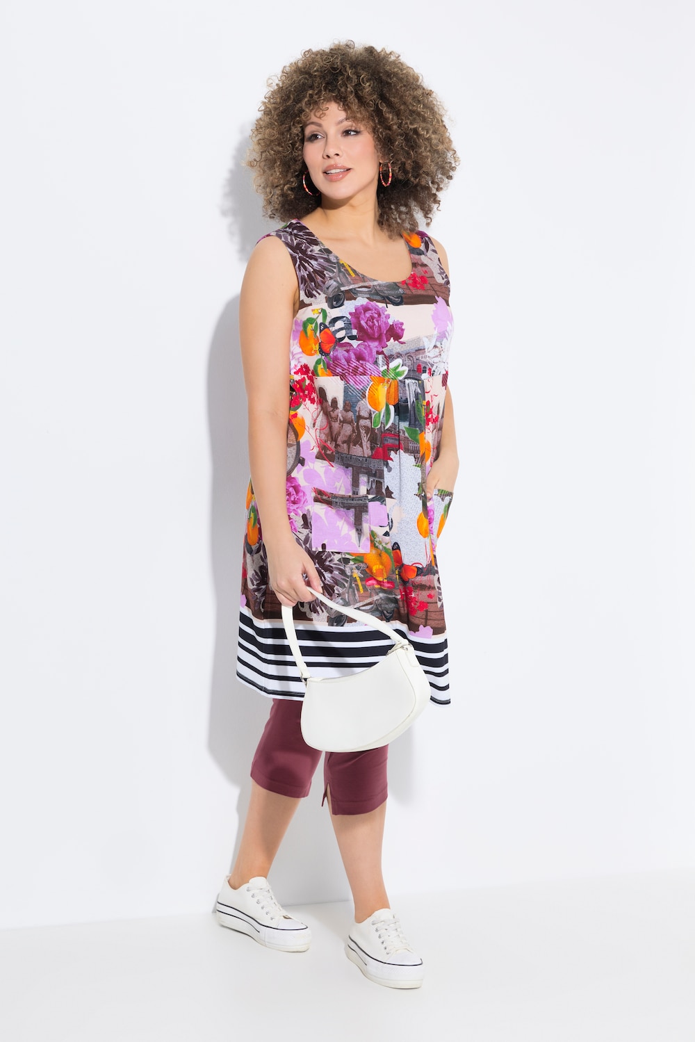 Jersey jurk, met print, A-lijn, ronde hals, mouwloos
