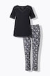 Pyjama, bladeren, V-hals, korte mouw
