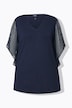 T-skjorte, pyntesteiner, A-linje, V-hals, 3/4-ermer i chiffon