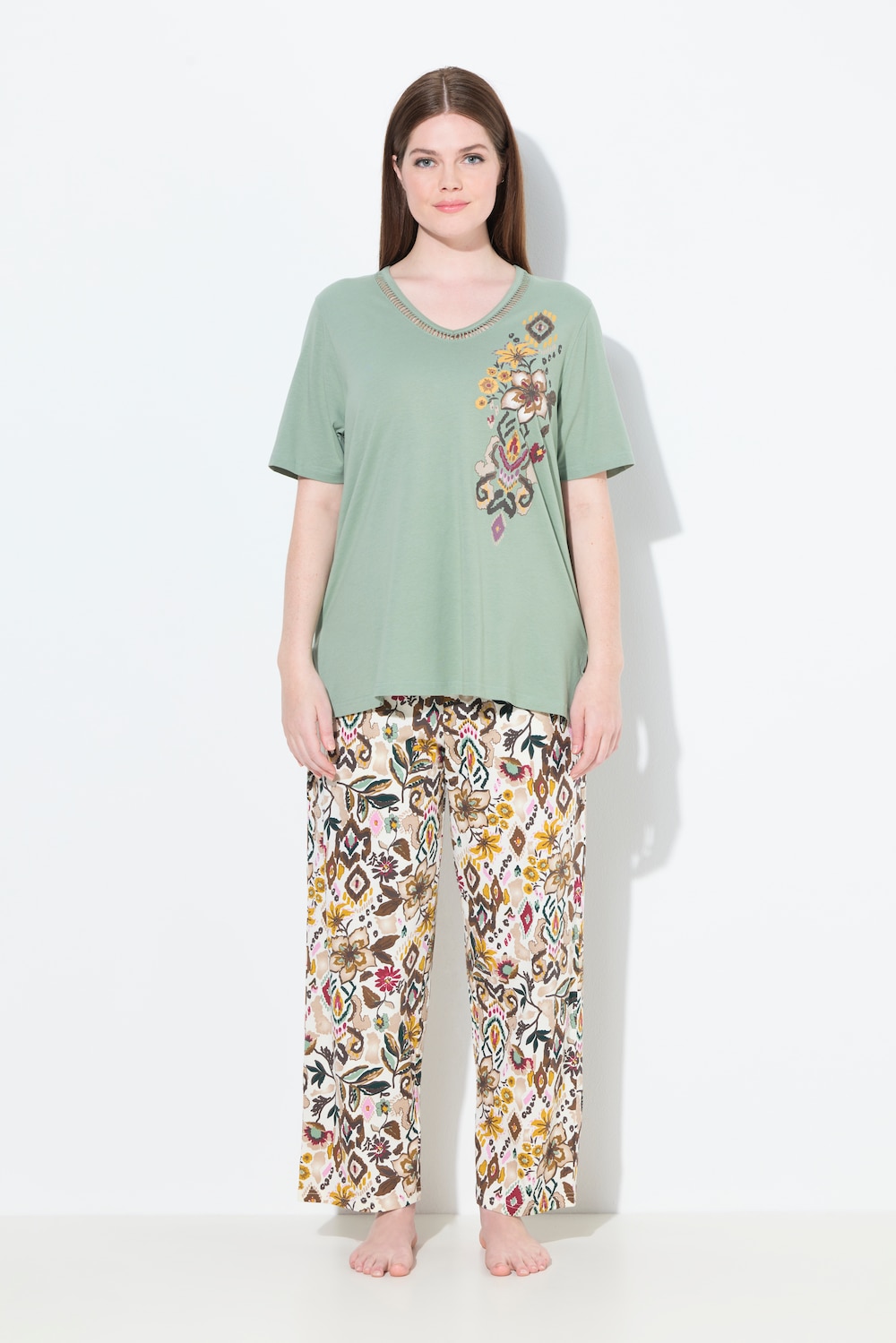 Große Größen Pyjama, Damen, türkis, Größe: 42/44, Baumwolle, Ulla Popken